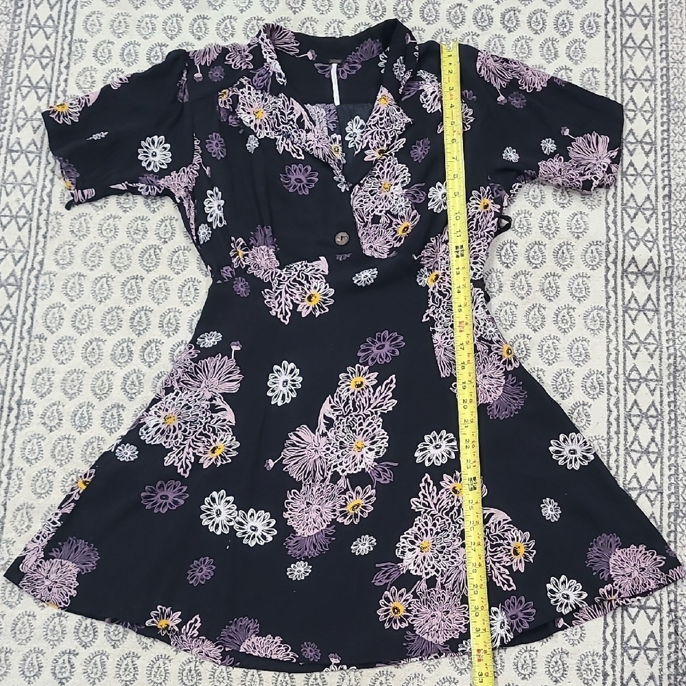Free People Black and Purple Floral Mini Dress - Picture 8 of 15
